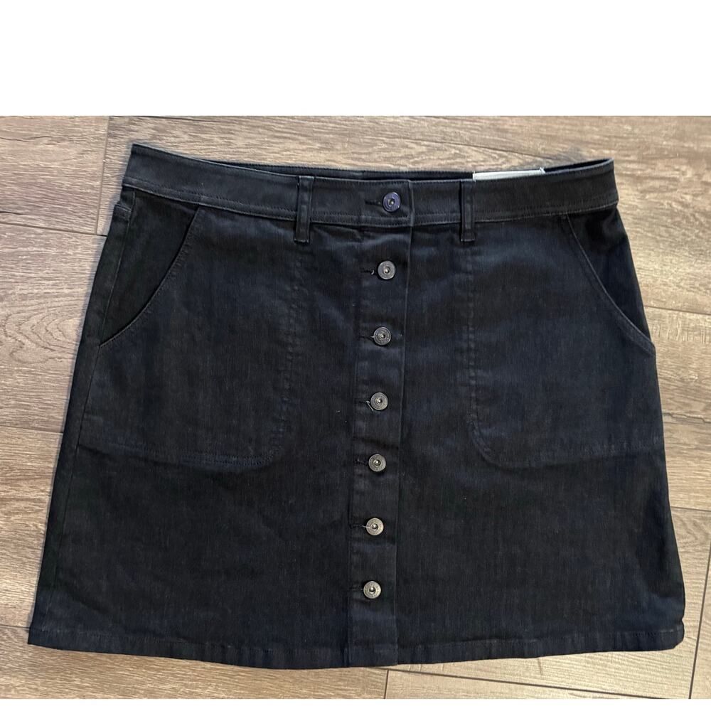 Two by Vince Camuto Black Denim Button Front Skirt Size 12/31 - Picture 1 of 3